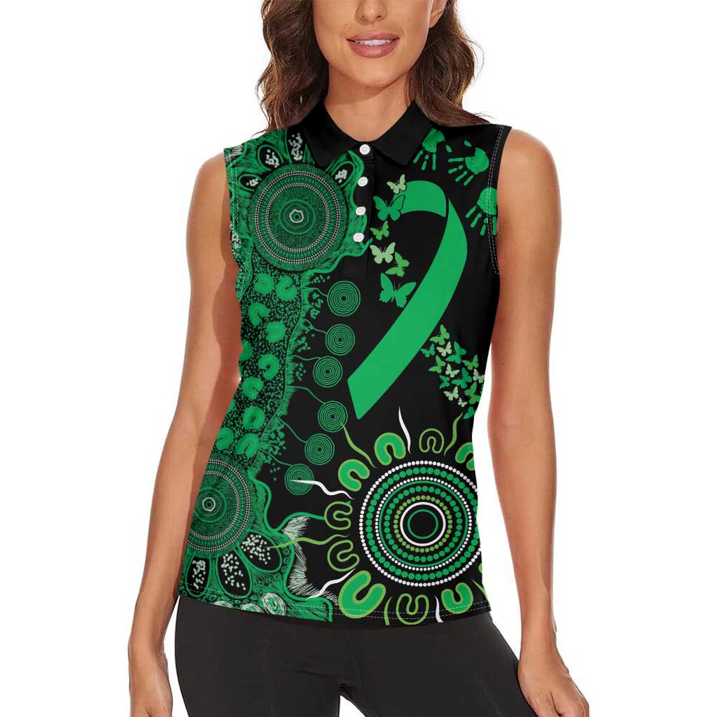 Minority Mental Health Awareness Personalised Women Sleeveless Polo Shirt Aboriginal Ribbon Dot Painting