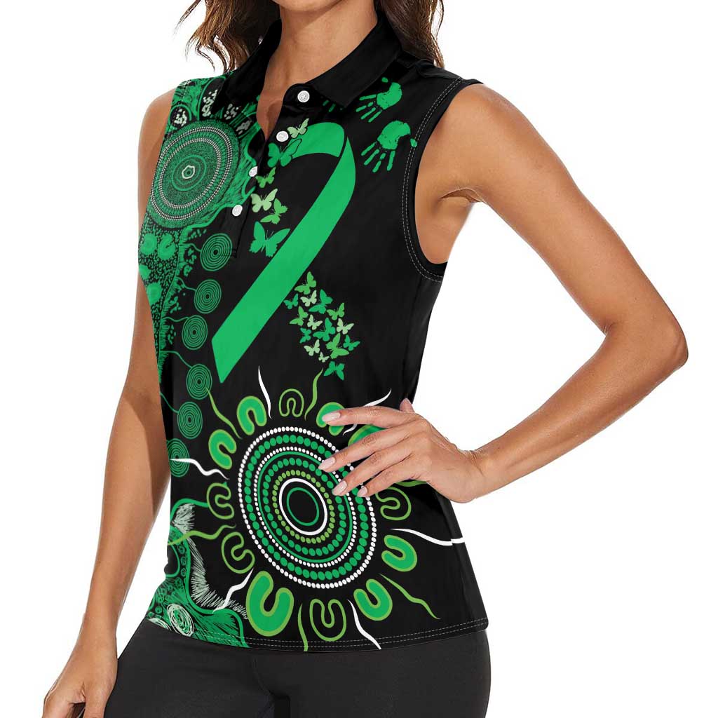 Minority Mental Health Awareness Personalised Women Sleeveless Polo Shirt Aboriginal Ribbon Dot Painting