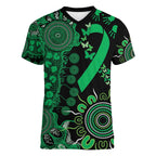 Minority Mental Health Awareness Personalised Women V-Neck T-Shirt Aboriginal Ribbon Dot Painting
