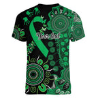 Minority Mental Health Awareness Personalised Women V-Neck T-Shirt Aboriginal Ribbon Dot Painting