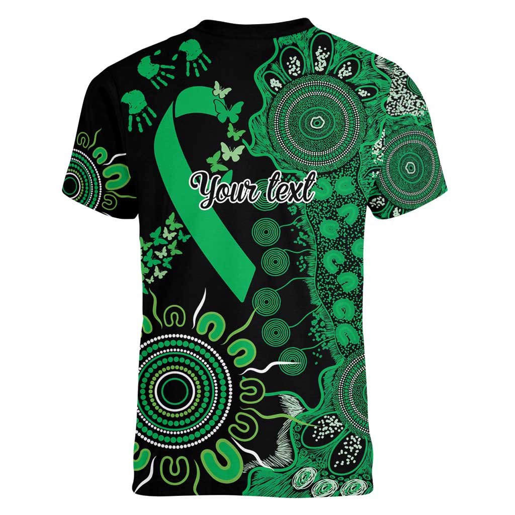 Minority Mental Health Awareness Personalised Women V-Neck T-Shirt Aboriginal Ribbon Dot Painting