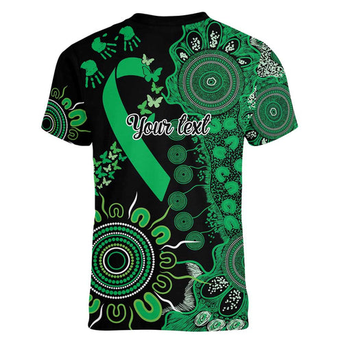 Minority Mental Health Awareness Personalised Women V-Neck T-Shirt Aboriginal Ribbon Dot Painting