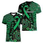 Minority Mental Health Awareness Personalised Women V-Neck T-Shirt Aboriginal Ribbon Dot Painting