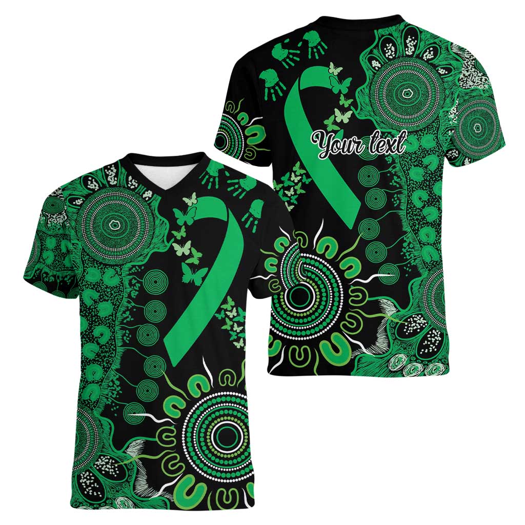 Minority Mental Health Awareness Personalised Women V-Neck T-Shirt Aboriginal Ribbon Dot Painting