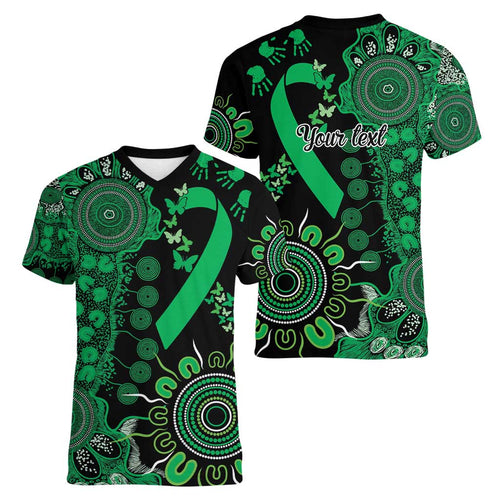 Minority Mental Health Awareness Personalised Women V-Neck T-Shirt Aboriginal Ribbon Dot Painting