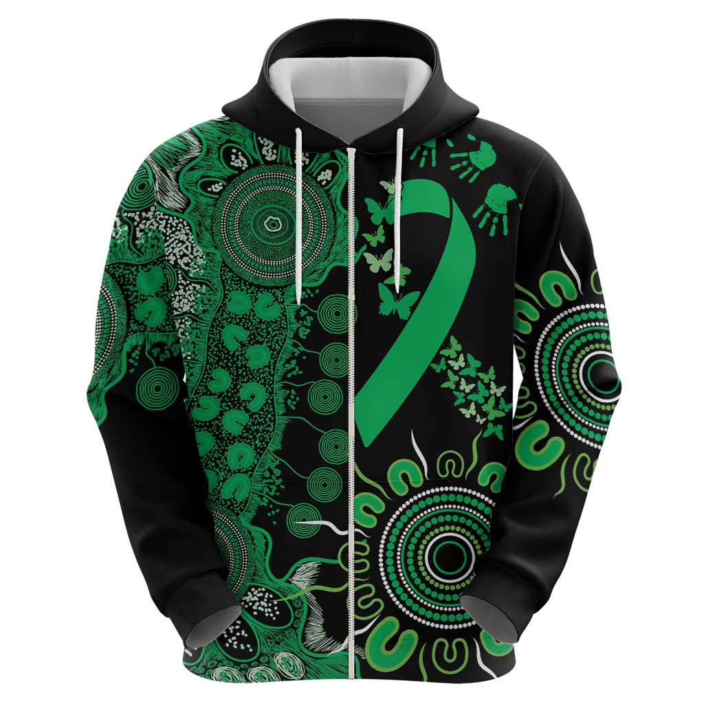 Minority Mental Health Awareness Personalised Zip Hoodie Aboriginal Ribbon Dot Painting