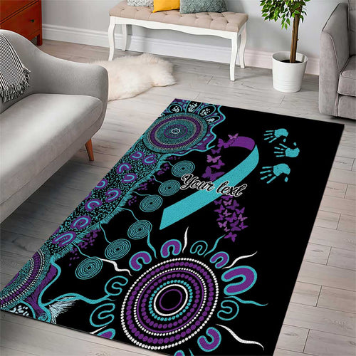 National Suicide Prevention Area Rug Aboriginal Ribbon Dot Painting