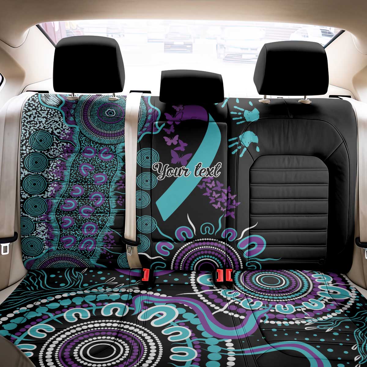 National Suicide Prevention Back Car Seat Cover Aboriginal Ribbon Dot Painting