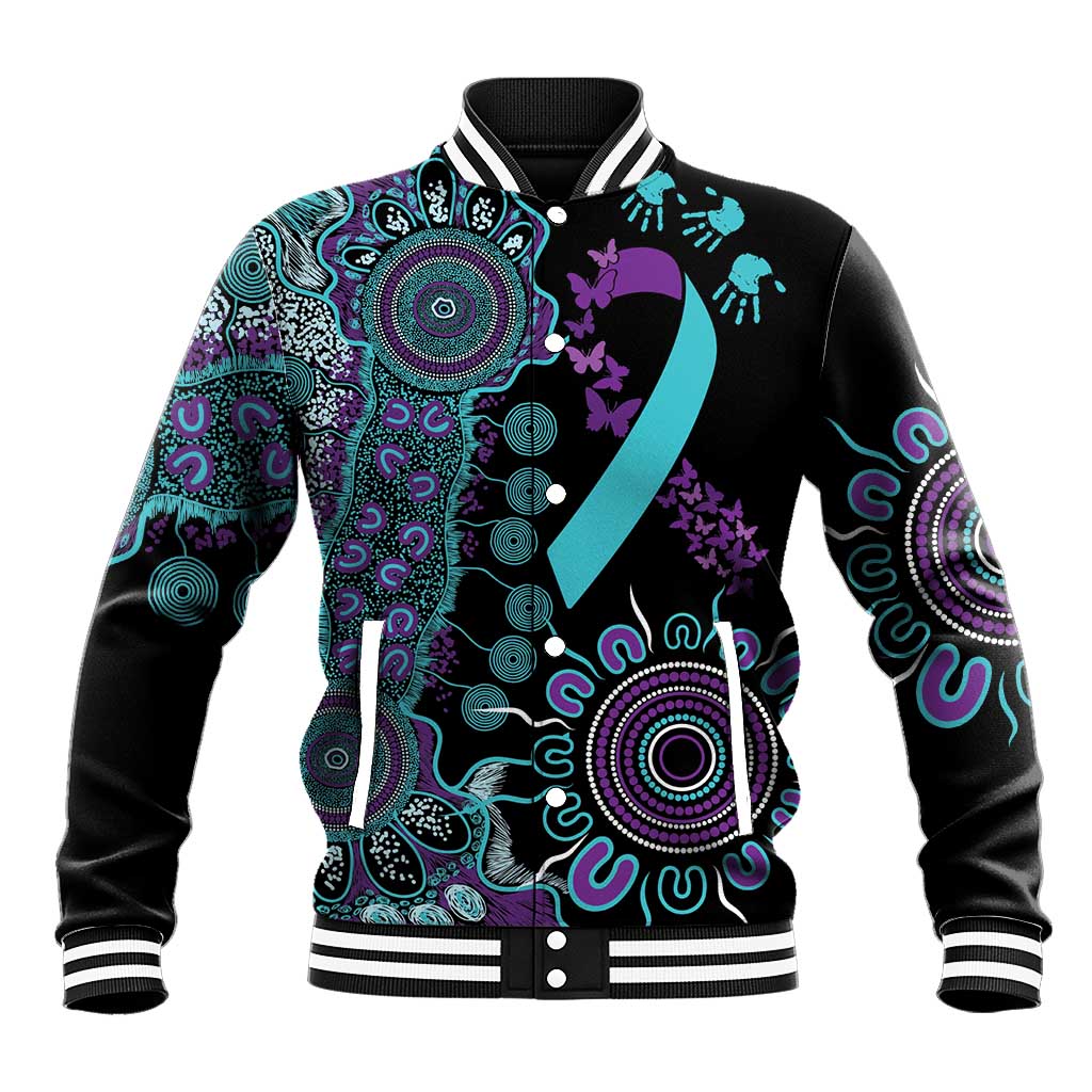 National Suicide Prevention Baseball Jacket Aboriginal Ribbon Dot Painting