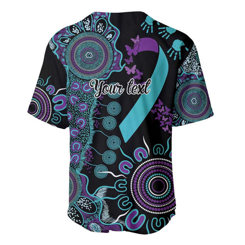 National Suicide Prevention Baseball Jersey Aboriginal Ribbon Dot Painting