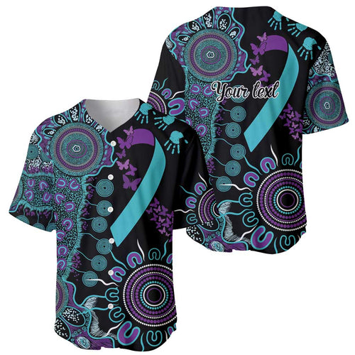National Suicide Prevention Baseball Jersey Aboriginal Ribbon Dot Painting