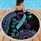 National Suicide Prevention Beach Blanket Aboriginal Ribbon Dot Painting
