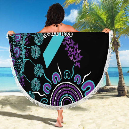 National Suicide Prevention Beach Blanket Aboriginal Ribbon Dot Painting