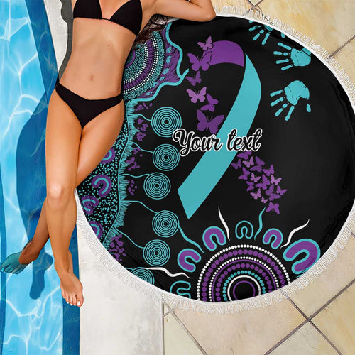 National Suicide Prevention Beach Blanket Aboriginal Ribbon Dot Painting