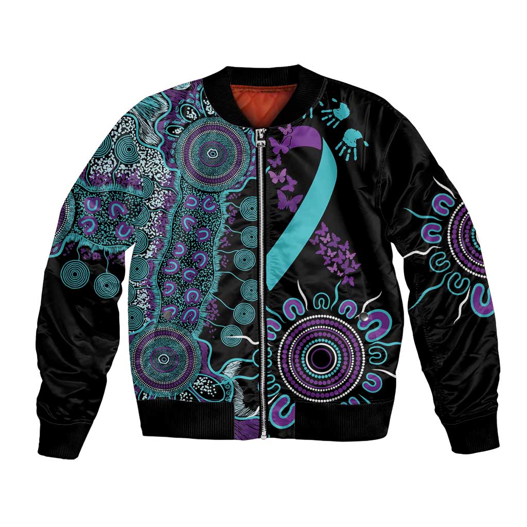 National Suicide Prevention Bomber Jacket Aboriginal Ribbon Dot Painting