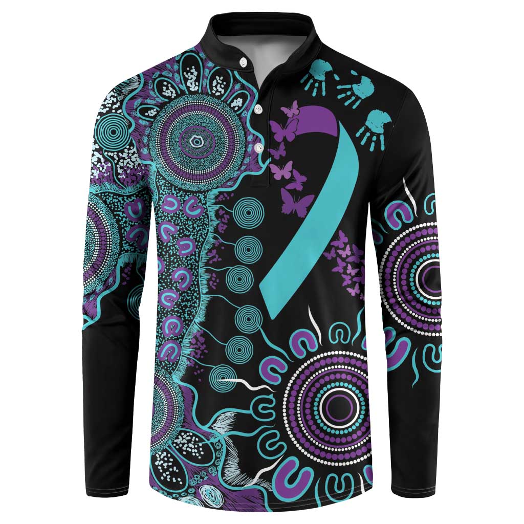 National Suicide Prevention Button Sweatshirt Aboriginal Ribbon Dot Painting