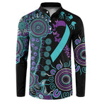 National Suicide Prevention Button Sweatshirt Aboriginal Ribbon Dot Painting