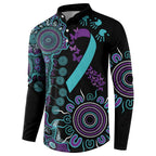National Suicide Prevention Button Sweatshirt Aboriginal Ribbon Dot Painting