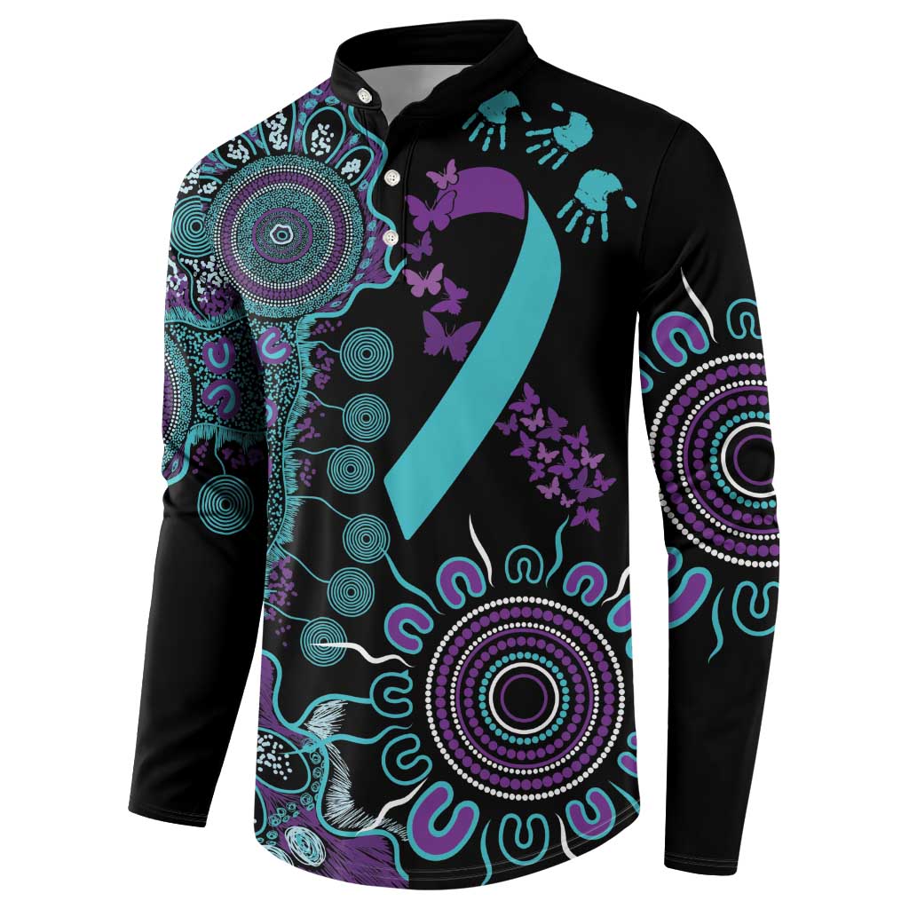 National Suicide Prevention Button Sweatshirt Aboriginal Ribbon Dot Painting