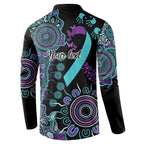 National Suicide Prevention Button Sweatshirt Aboriginal Ribbon Dot Painting