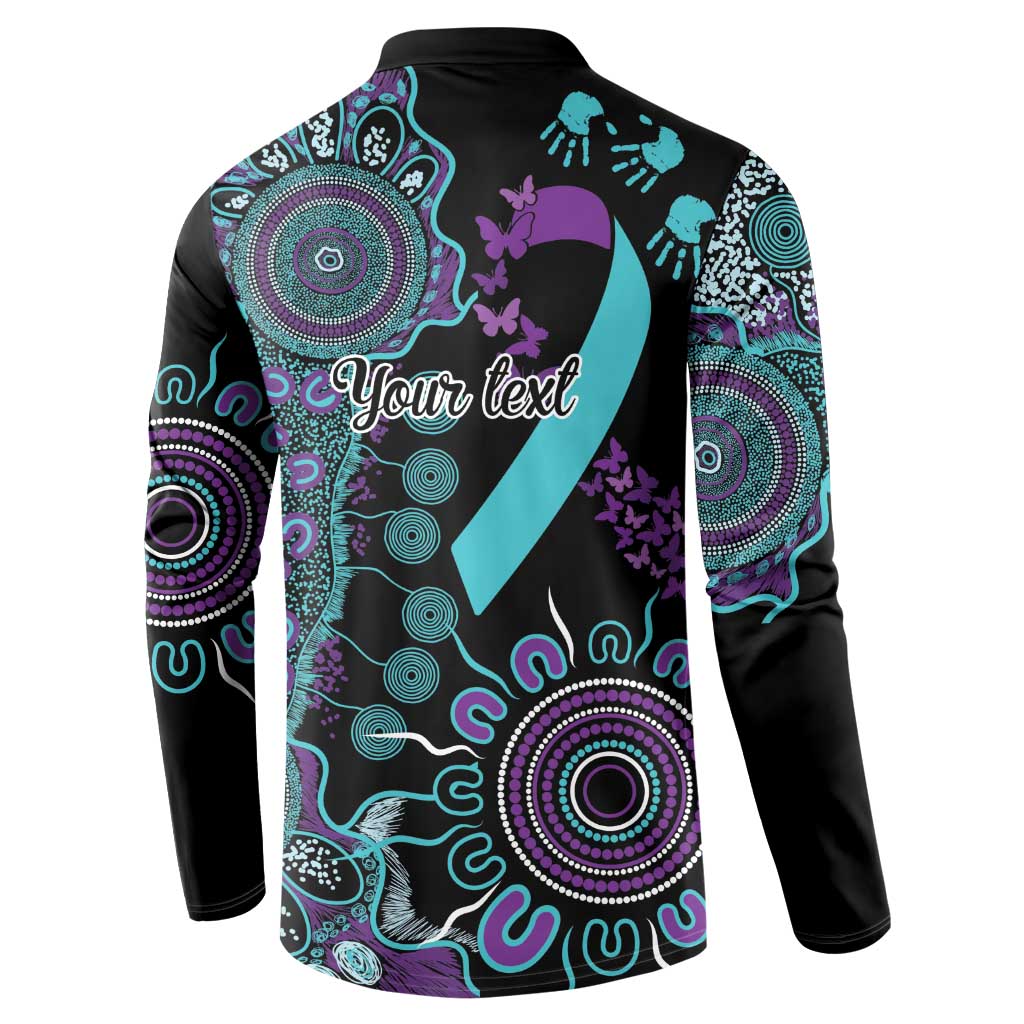 National Suicide Prevention Button Sweatshirt Aboriginal Ribbon Dot Painting