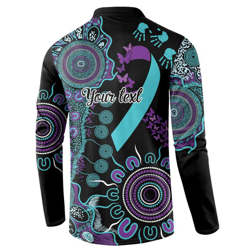 National Suicide Prevention Button Sweatshirt Aboriginal Ribbon Dot Painting