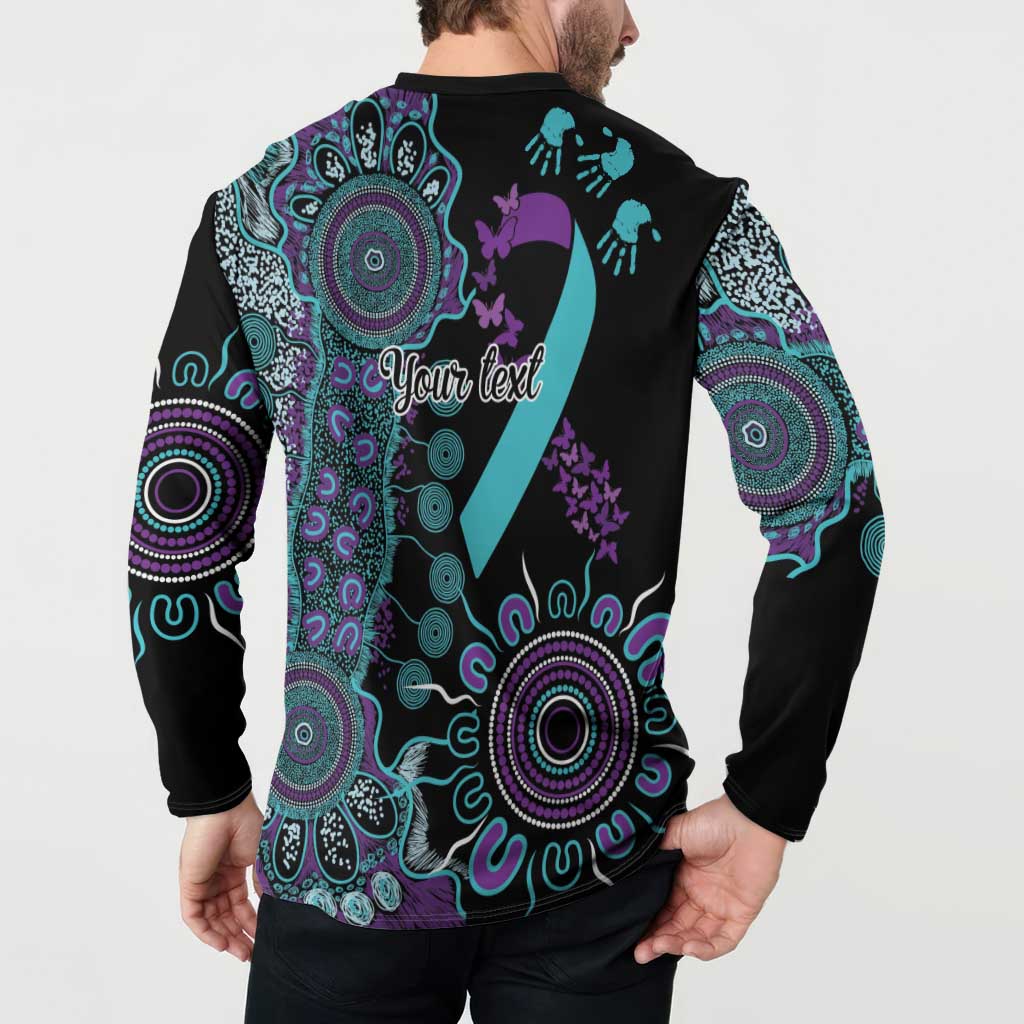National Suicide Prevention Button Sweatshirt Aboriginal Ribbon Dot Painting