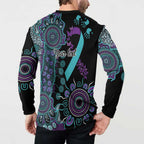 National Suicide Prevention Button Sweatshirt Aboriginal Ribbon Dot Painting