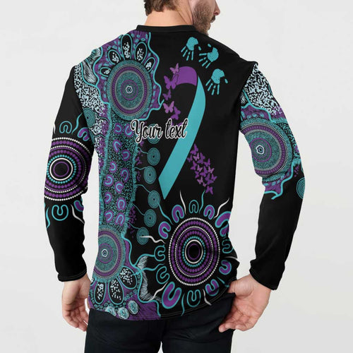 National Suicide Prevention Button Sweatshirt Aboriginal Ribbon Dot Painting