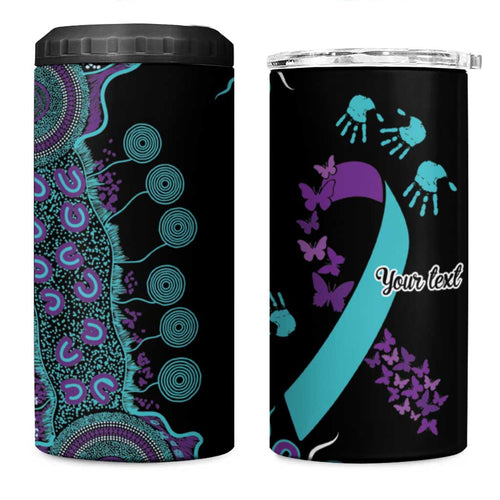 National Suicide Prevention 4 in 1 Can Cooler Tumbler Aboriginal Ribbon Dot Painting