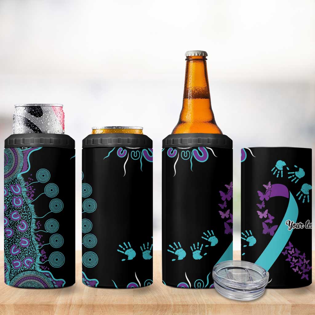 National Suicide Prevention 4 in 1 Can Cooler Tumbler Aboriginal Ribbon Dot Painting