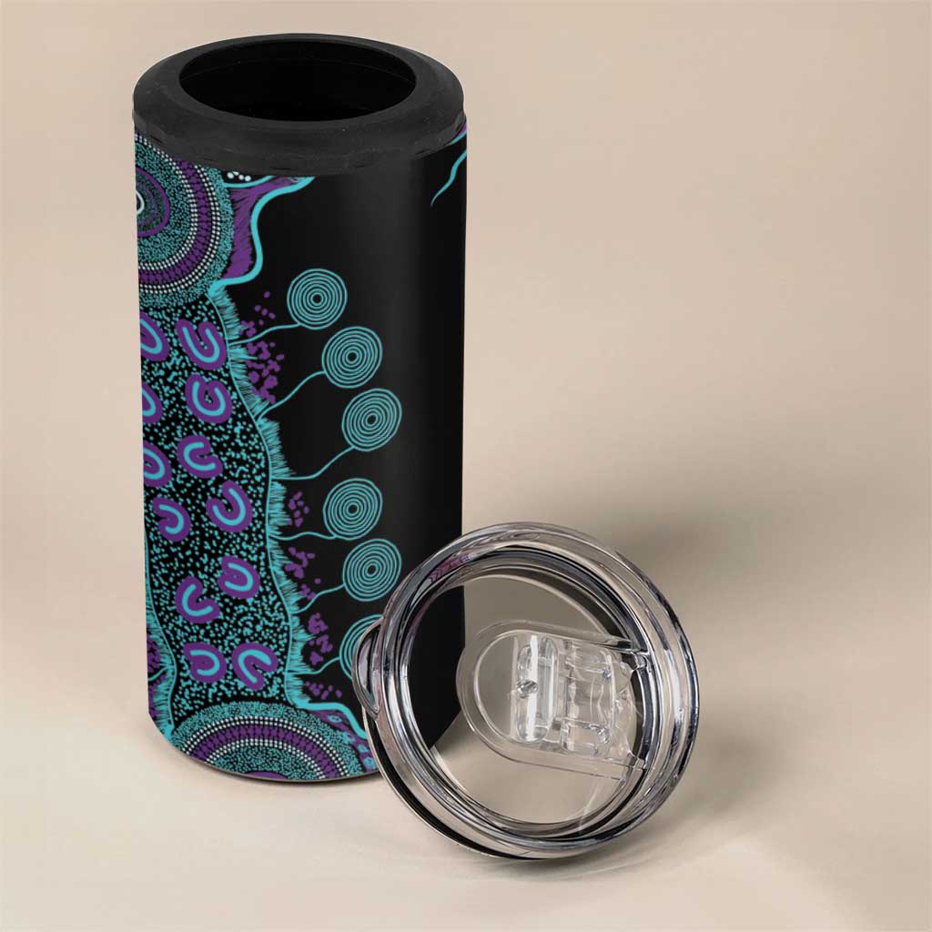 National Suicide Prevention 4 in 1 Can Cooler Tumbler Aboriginal Ribbon Dot Painting