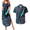 National Suicide Prevention Couples Matching Summer Maxi Dress and Hawaiian Shirt Aboriginal Ribbon Dot Painting