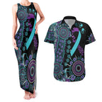 National Suicide Prevention Couples Matching Tank Maxi Dress and Hawaiian Shirt Aboriginal Ribbon Dot Painting