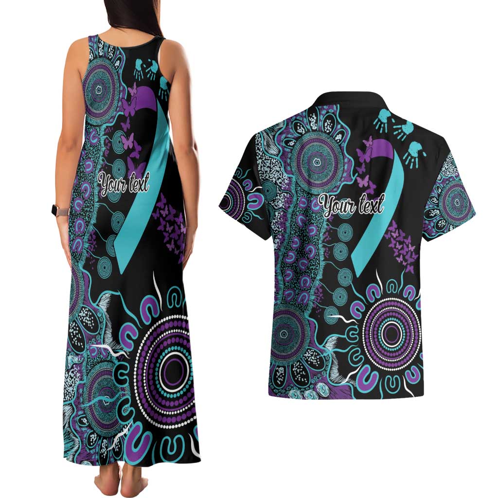 National Suicide Prevention Couples Matching Tank Maxi Dress and Hawaiian Shirt Aboriginal Ribbon Dot Painting