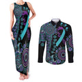 National Suicide Prevention Couples Matching Tank Maxi Dress and Long Sleeve Button Shirt Aboriginal Ribbon Dot Painting