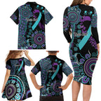 National Suicide Prevention Family Matching Long Sleeve Bodycon Dress and Hawaiian Shirt Aboriginal Ribbon Dot Painting