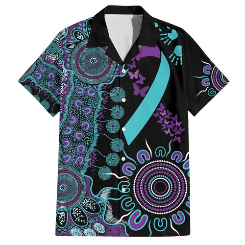 National Suicide Prevention Family Matching Long Sleeve Bodycon Dress and Hawaiian Shirt Aboriginal Ribbon Dot Painting