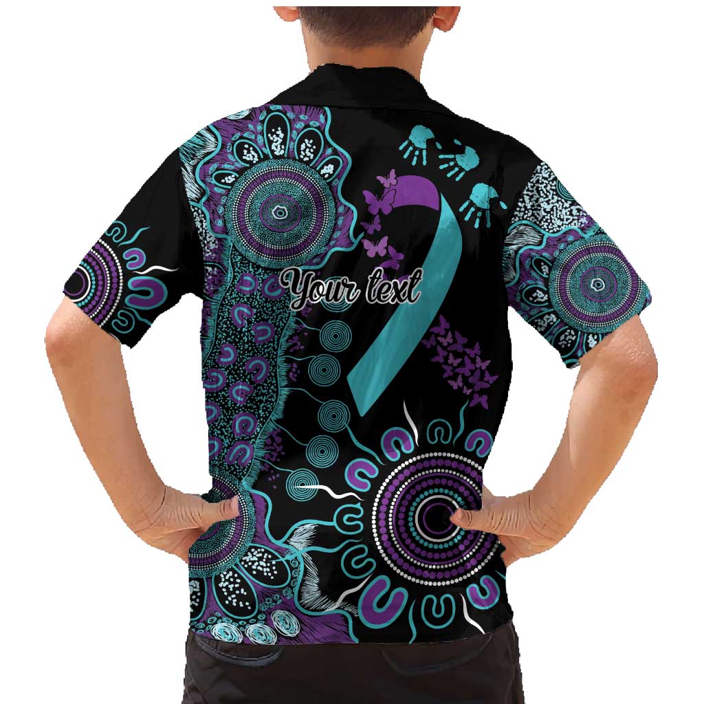 National Suicide Prevention Family Matching Mermaid Dress and Hawaiian Shirt Aboriginal Ribbon Dot Painting