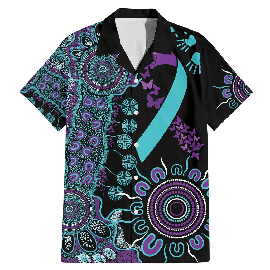 National Suicide Prevention Family Matching Mermaid Dress and Hawaiian Shirt Aboriginal Ribbon Dot Painting