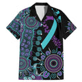 National Suicide Prevention Family Matching Mermaid Dress and Hawaiian Shirt Aboriginal Ribbon Dot Painting