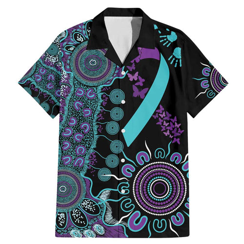 National Suicide Prevention Family Matching Mermaid Dress and Hawaiian Shirt Aboriginal Ribbon Dot Painting