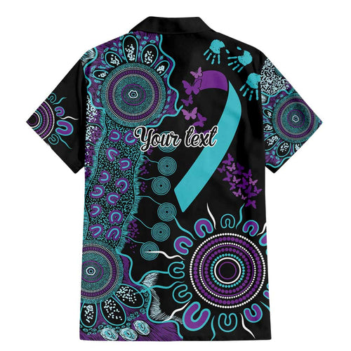 National Suicide Prevention Family Matching Mermaid Dress and Hawaiian Shirt Aboriginal Ribbon Dot Painting