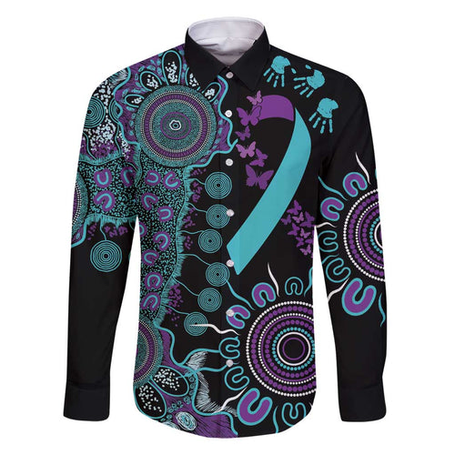 National Suicide Prevention Family Matching Mermaid Dress and Hawaiian Shirt Aboriginal Ribbon Dot Painting