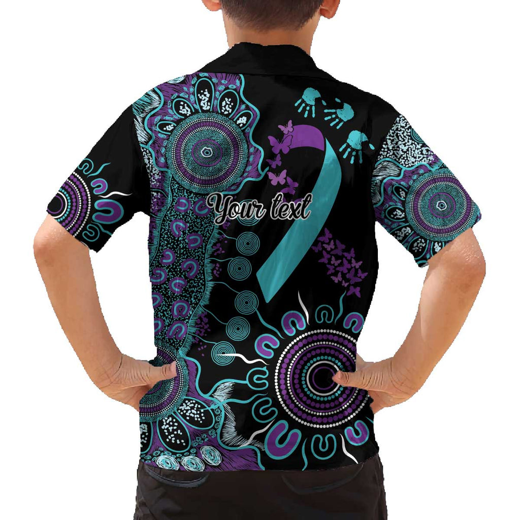 National Suicide Prevention Family Matching Off The Shoulder Long Sleeve Dress and Hawaiian Shirt Aboriginal Ribbon Dot Painting