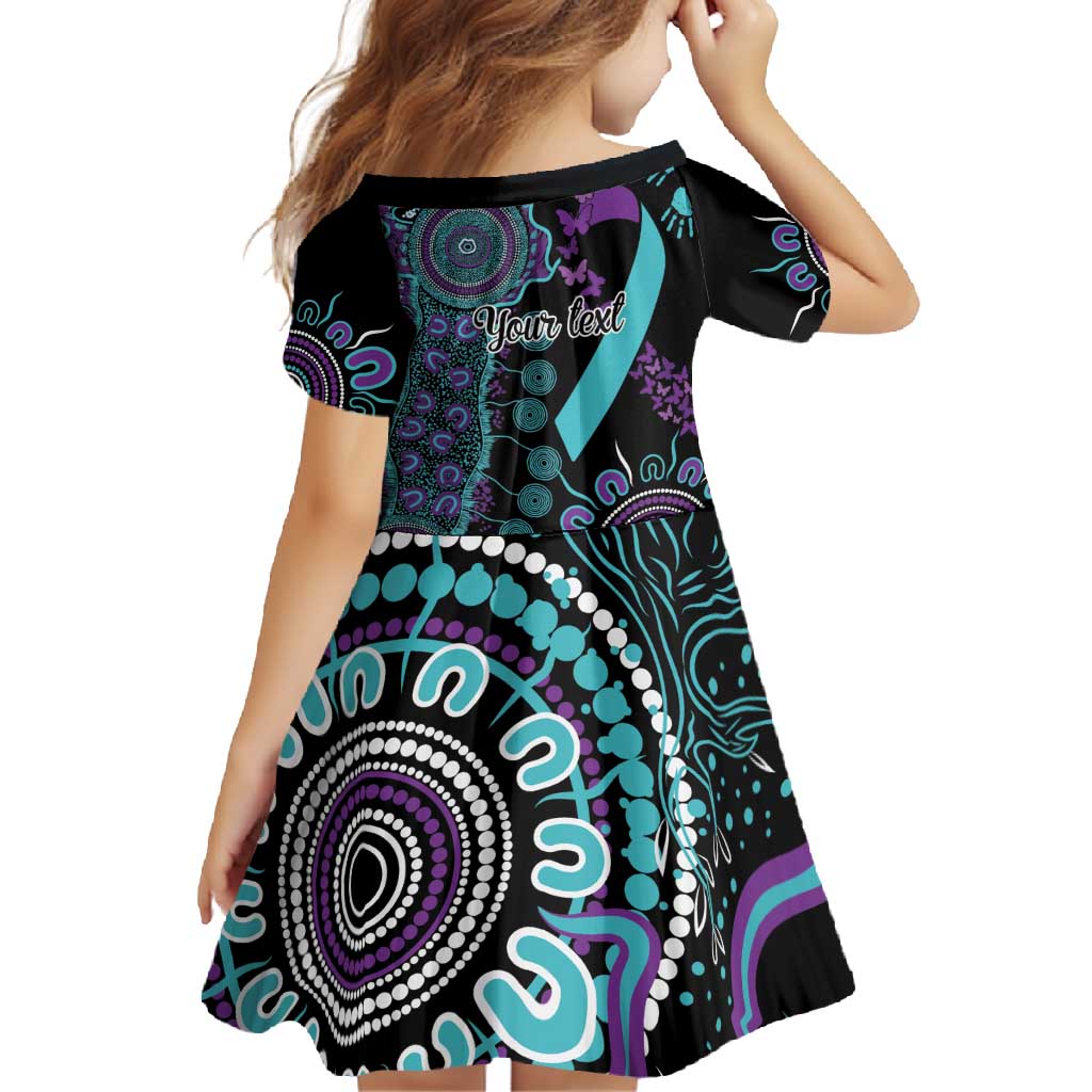 National Suicide Prevention Family Matching Off Shoulder Maxi Dress and Hawaiian Shirt Aboriginal Ribbon Dot Painting