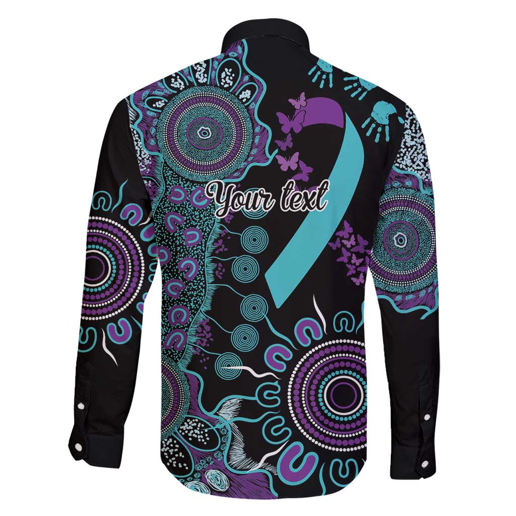 National Suicide Prevention Family Matching Off Shoulder Short Dress and Hawaiian Shirt Aboriginal Ribbon Dot Painting