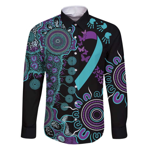 National Suicide Prevention Family Matching Puletasi and Hawaiian Shirt Aboriginal Ribbon Dot Painting