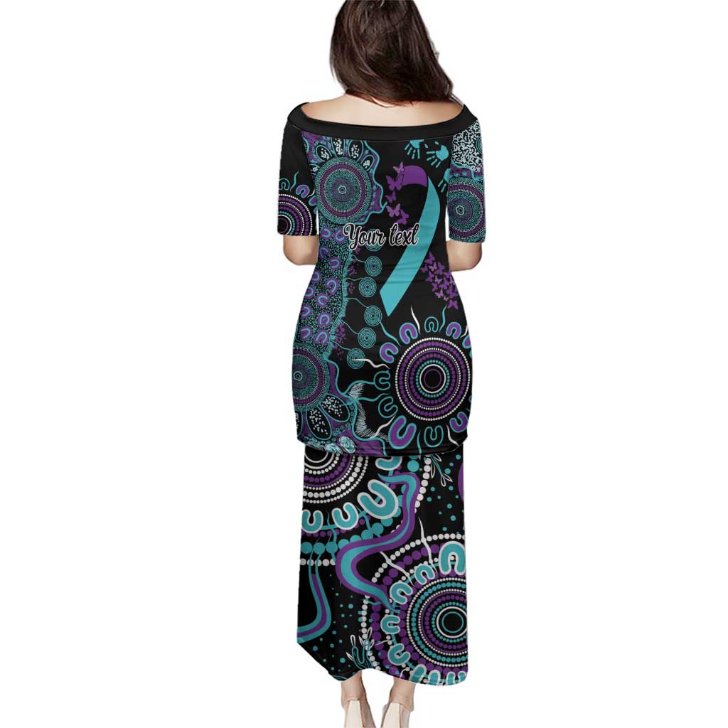 National Suicide Prevention Family Matching Puletasi and Hawaiian Shirt Aboriginal Ribbon Dot Painting