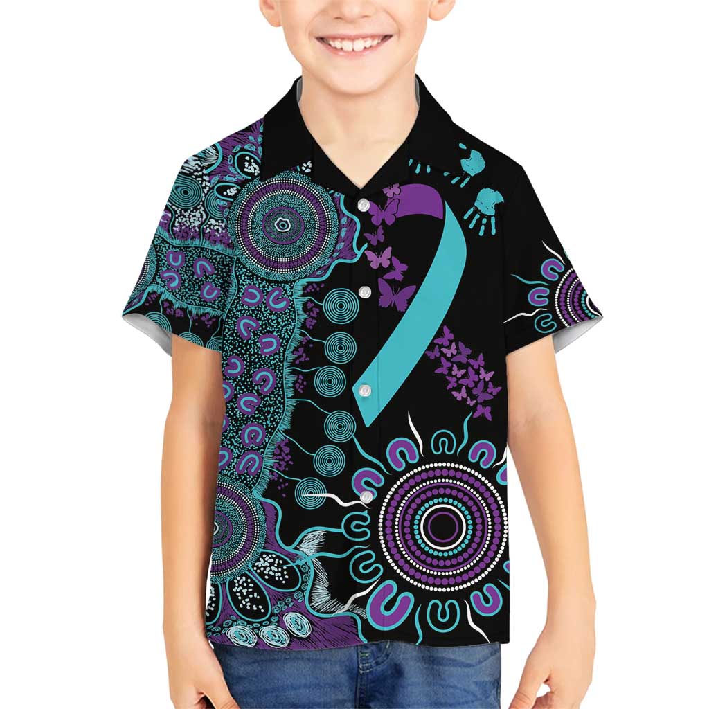 National Suicide Prevention Family Matching Puletasi and Hawaiian Shirt Aboriginal Ribbon Dot Painting